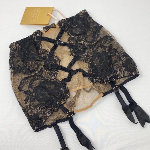 Agent Provocateur Other - Agent Provocateur Adelia SOIREE Black Gold Roll-on Suspender NWT $990